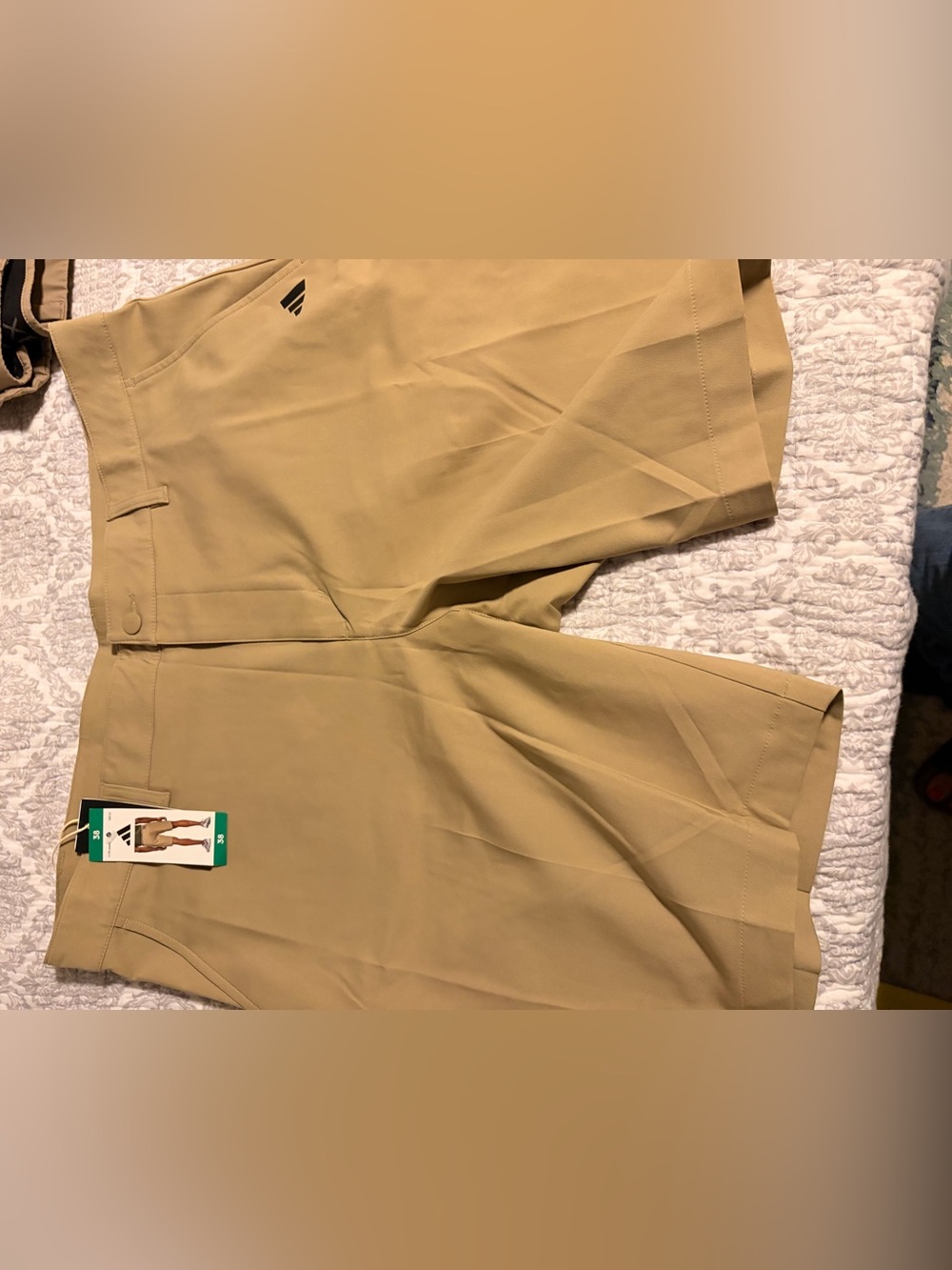 adidas Tan Golf Shorts with Branded Tag